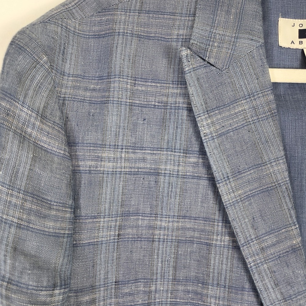 Joseph Abboud Mens XL 100% Linen Blazer Blue Plaid Sport Coat Lightweight - Picture 4 of 12